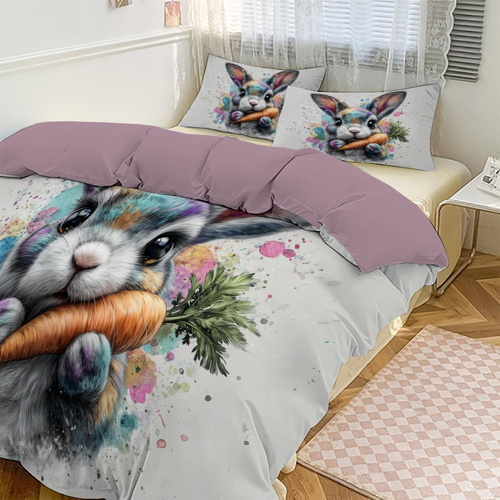 Housse de couette 140x200 carotte pour illuminer la chambre d'enfant au moment du coucher