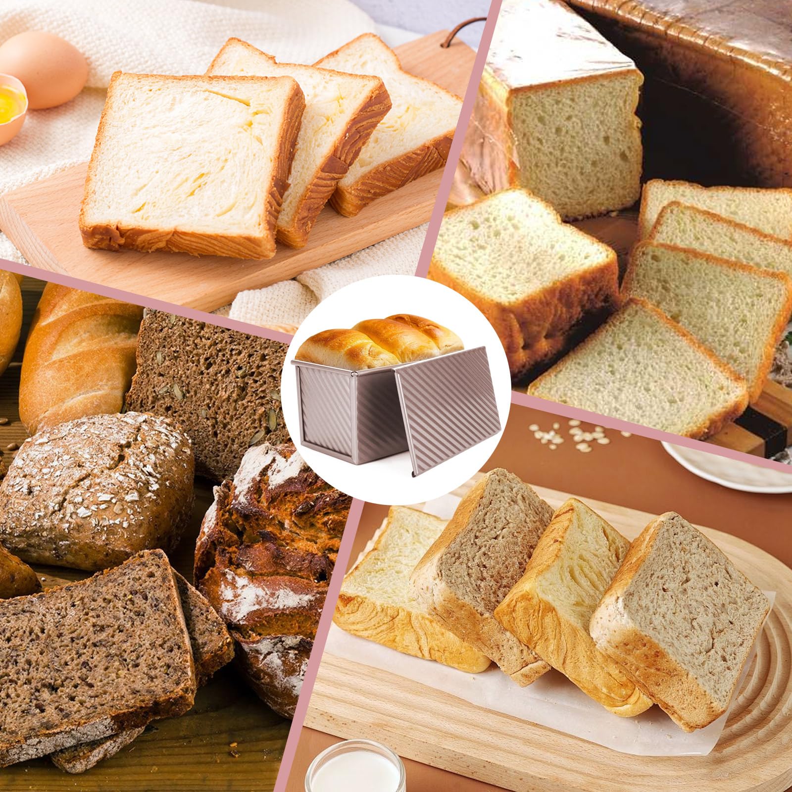 Moule À Pain Avec Couvercle | Moule À Pain Aluminisé Anti-Adhésif, Moule À Pain Résistant À La