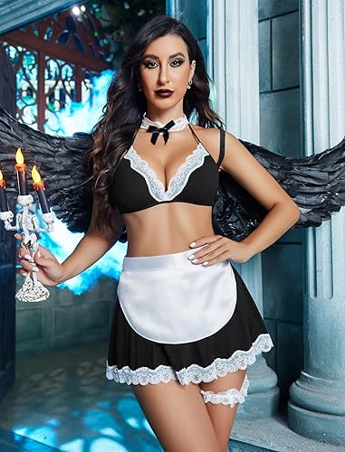 Miniatura 5 de Avidlove Lencería sexy de sirvienta para mujer, juego de rol, lencería de cosplay, disfraz sexy de Navidad (paquete de 6)
