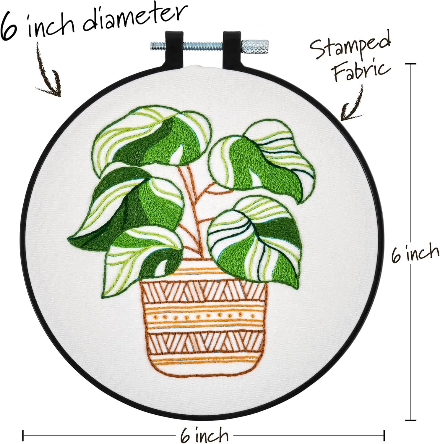 Bucilla, Stamped Embroidery Kit, Potted Beauty, Includes 6" Hoop, Floss, Needle, and Instructions