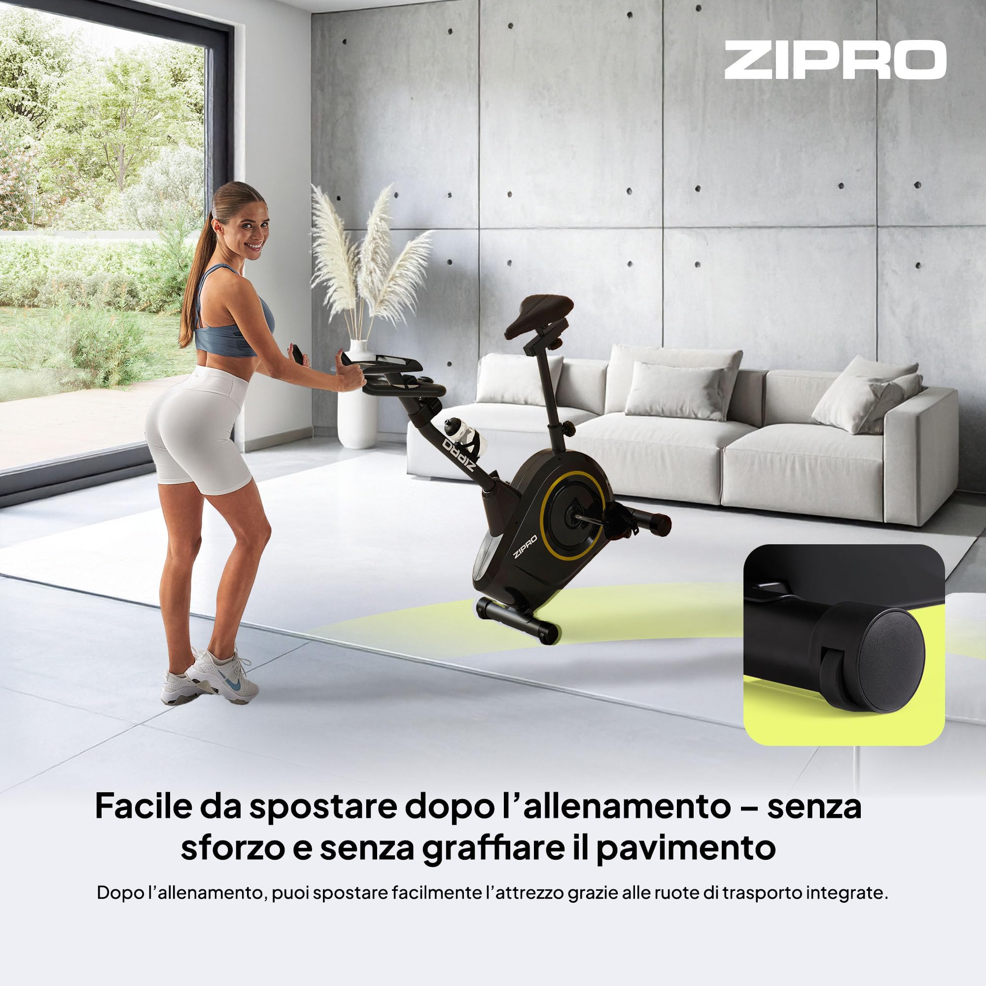 Zipro Cyclette Boost, Fitness Bike Ergometrico, Trainer Magnetico per Bicicletta, Ergometro fino a 120 kg, Bici da Interno, Cyclette per Allenamenti Domestici, Batteria Operata