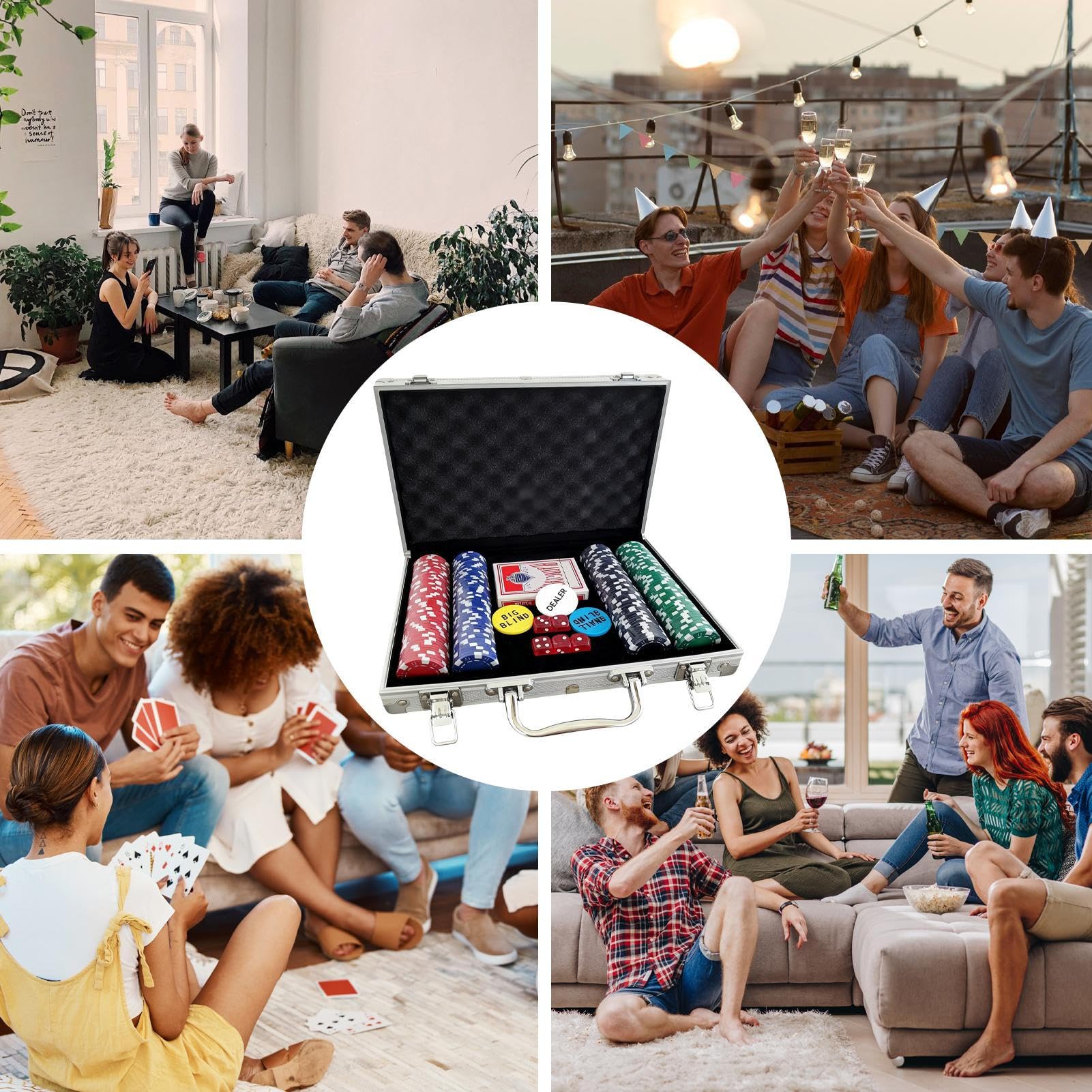 Fichas Póker Sin Denominación | Juego De Póker Para Cartas Y Mesa para Hogar, Viajes, Noches Familiares, Adultos, Coleccionistas, Despedidas de Soltero y