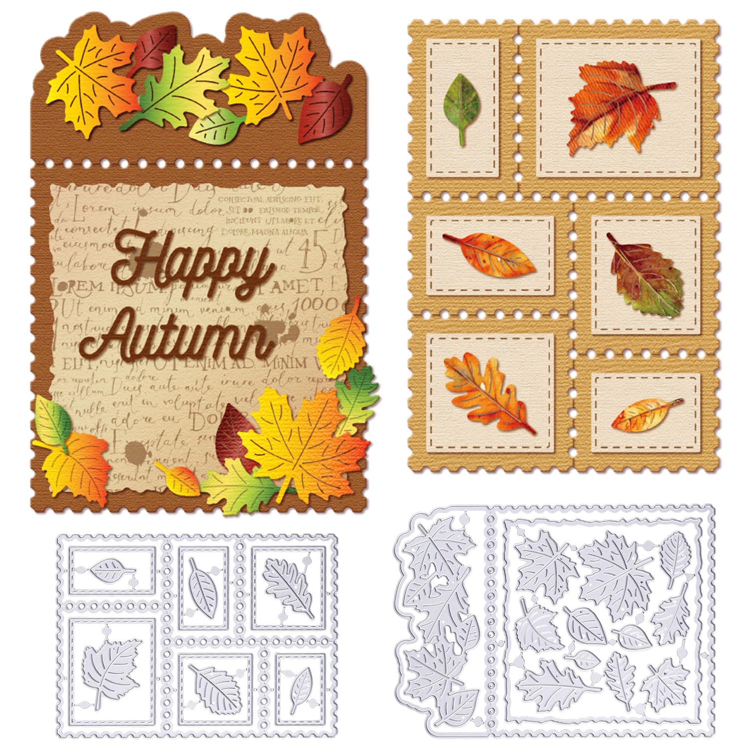 Amazon.com: GLOBLELAND Autumn Leaves Stamp Frame Cutting Dies for