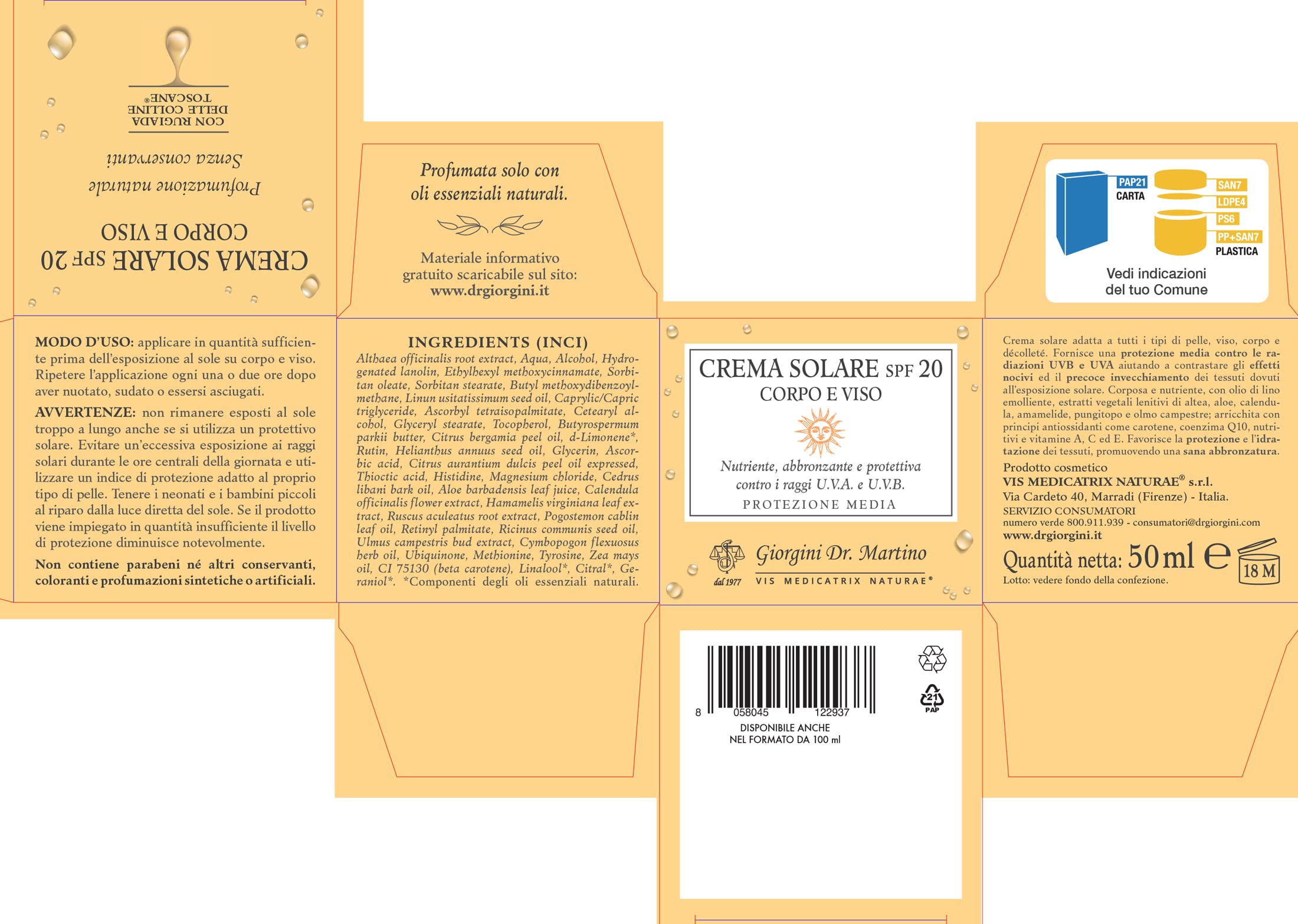 Sonnencreme LSF 20 Körper und Gesicht - 50 ml