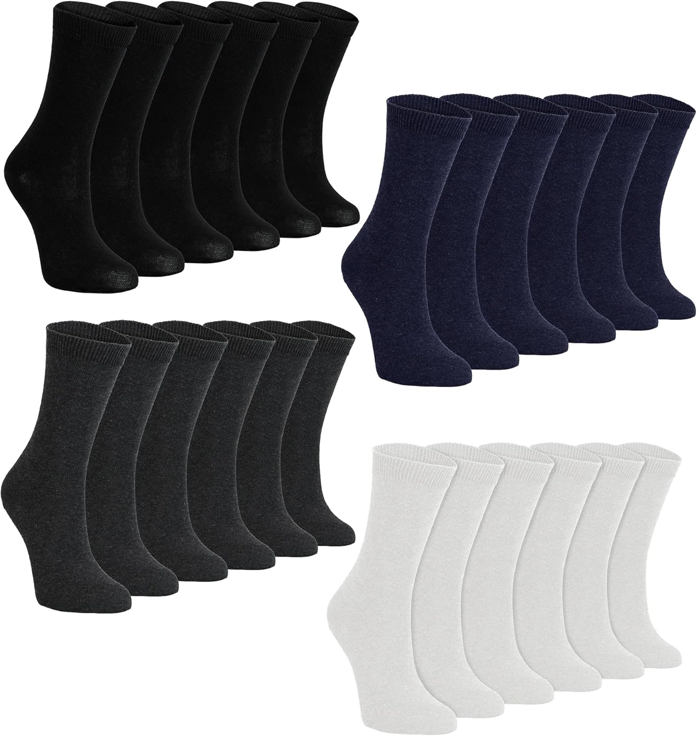 24 Pairs Multipack Kids School Uniform Socks | Knitted Cotton Plain Socks in Bulk