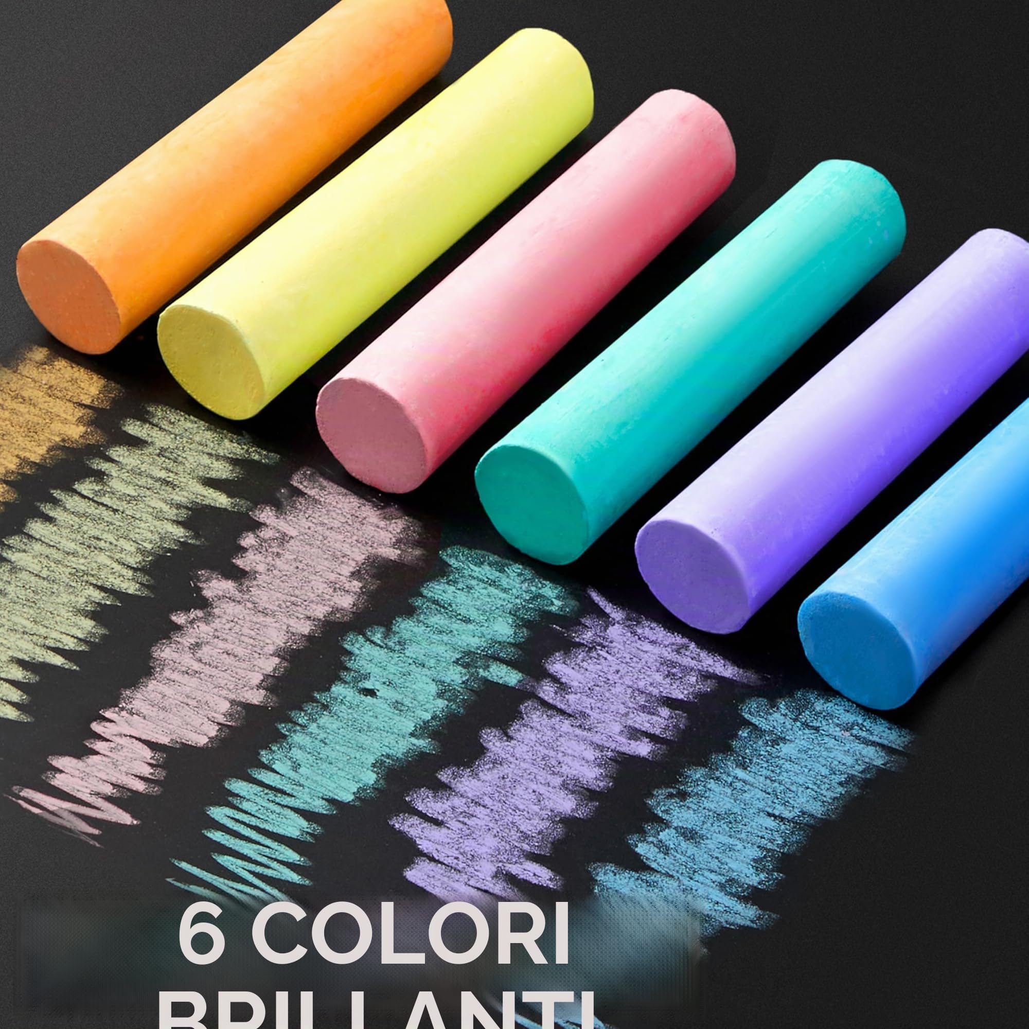 Set di 24 gessetti lavabili per marciapiede, non tossici, per scuole, giochi d'arte all'aperto, pittura su lavagna, lavagna e parco giochi