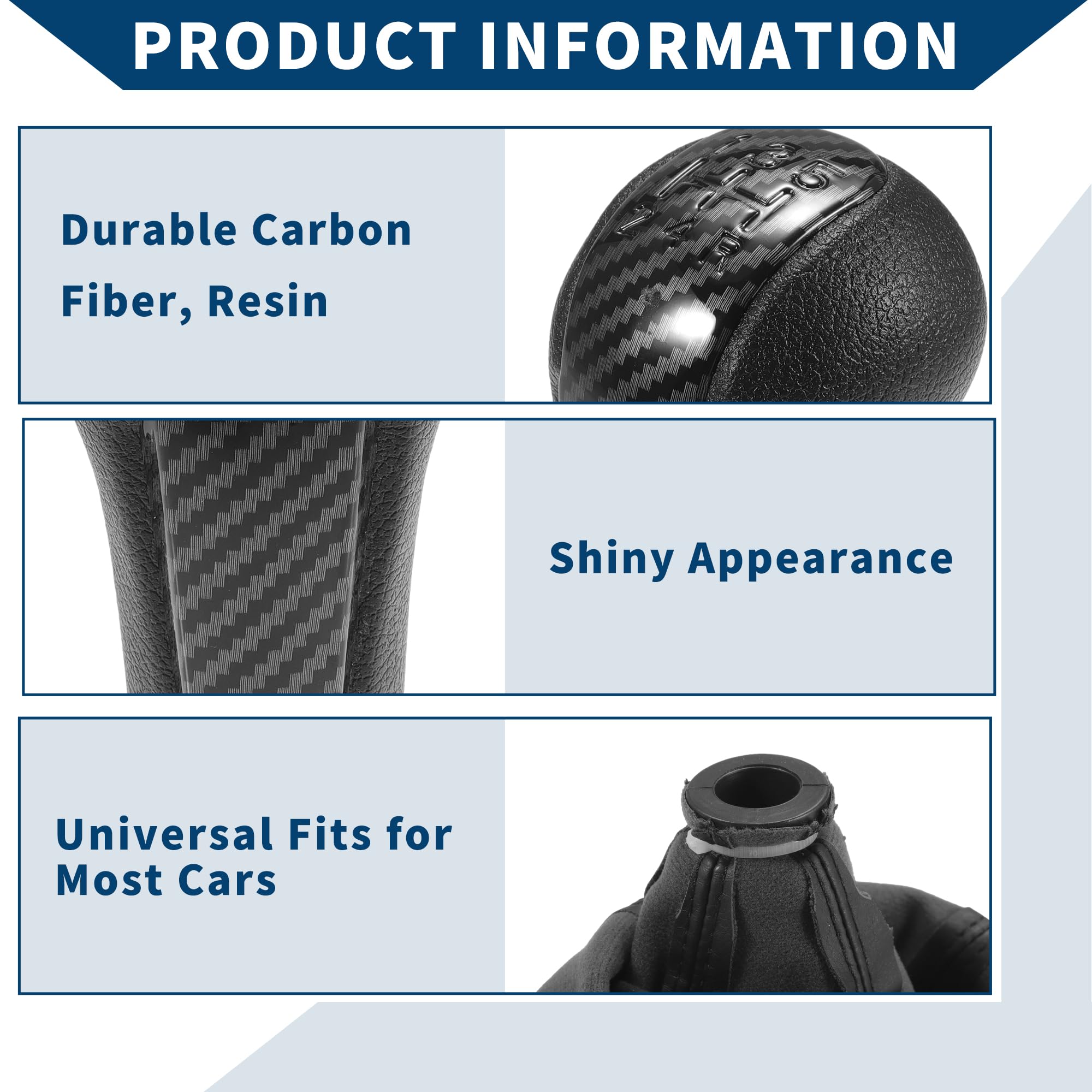 Pomello Cambio Manuale 5 Velocità Per Chevrolet Spark 11-16 1 Pz | Copertura Antipolvere, Nero, Ecopelle Plastica, Foro 19.5mm, Dimensioni 18.5x13x32cm, Modello Effetto Fibre Di Carbonio