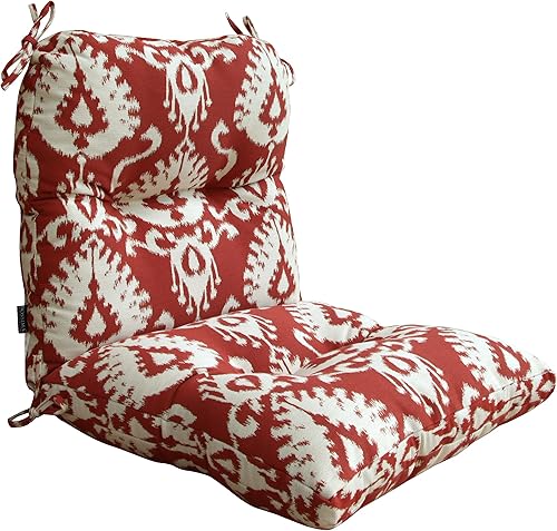 BOSSIMA Cojín copetudo para silla de respaldo alto para interiores y exteriores, cojín de asiento de patio, olefina, naranja, rojo, flor vintage