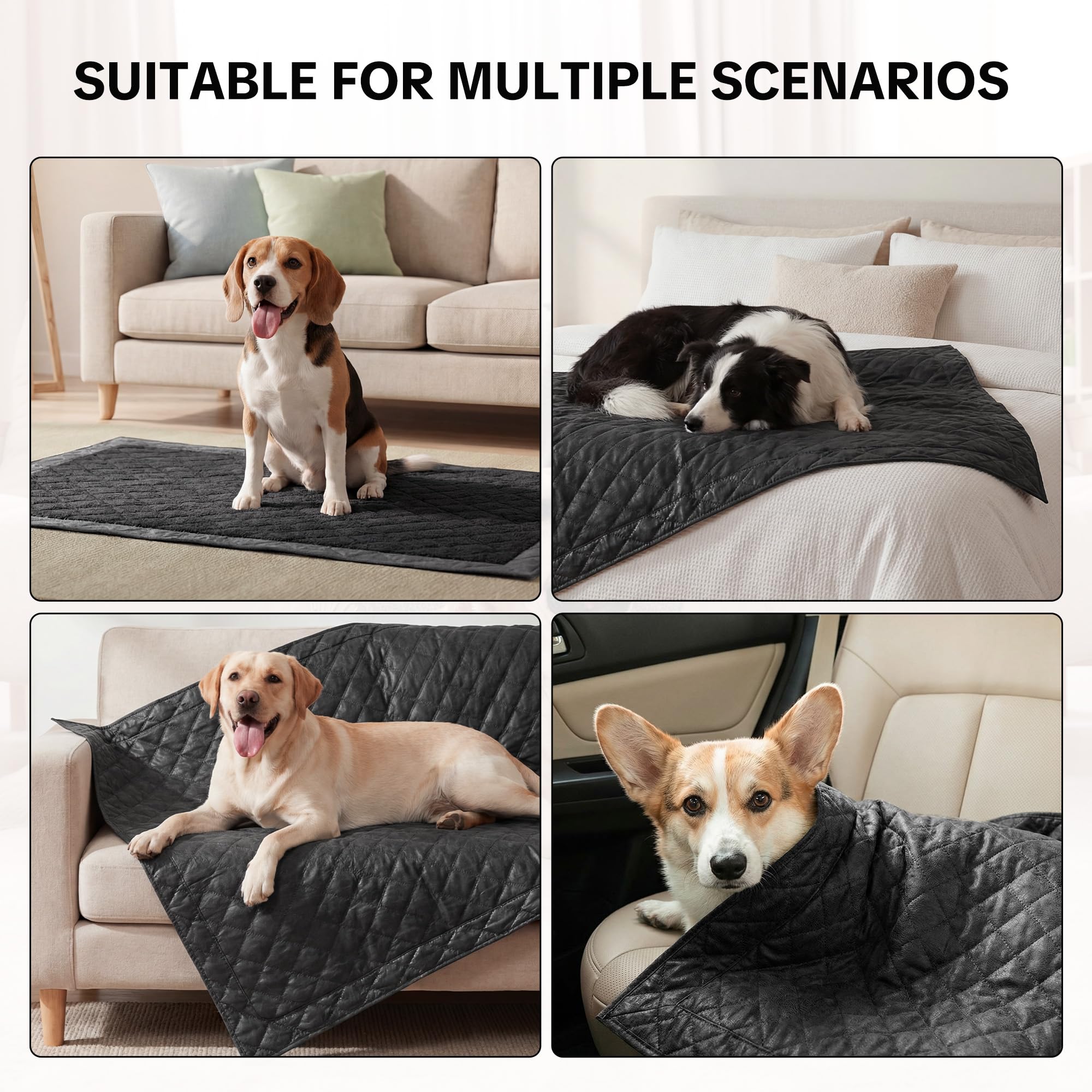 HOMBYS Randverstärkte, unzerstörbare Hundedecke, 101,6 x 71,1 cm, kaufest, reißfest und wasserdicht, Haustierdecke für aggressive Kauer, robuster Möbelschutz für Couch, Bett und Kiste, Schwarz
