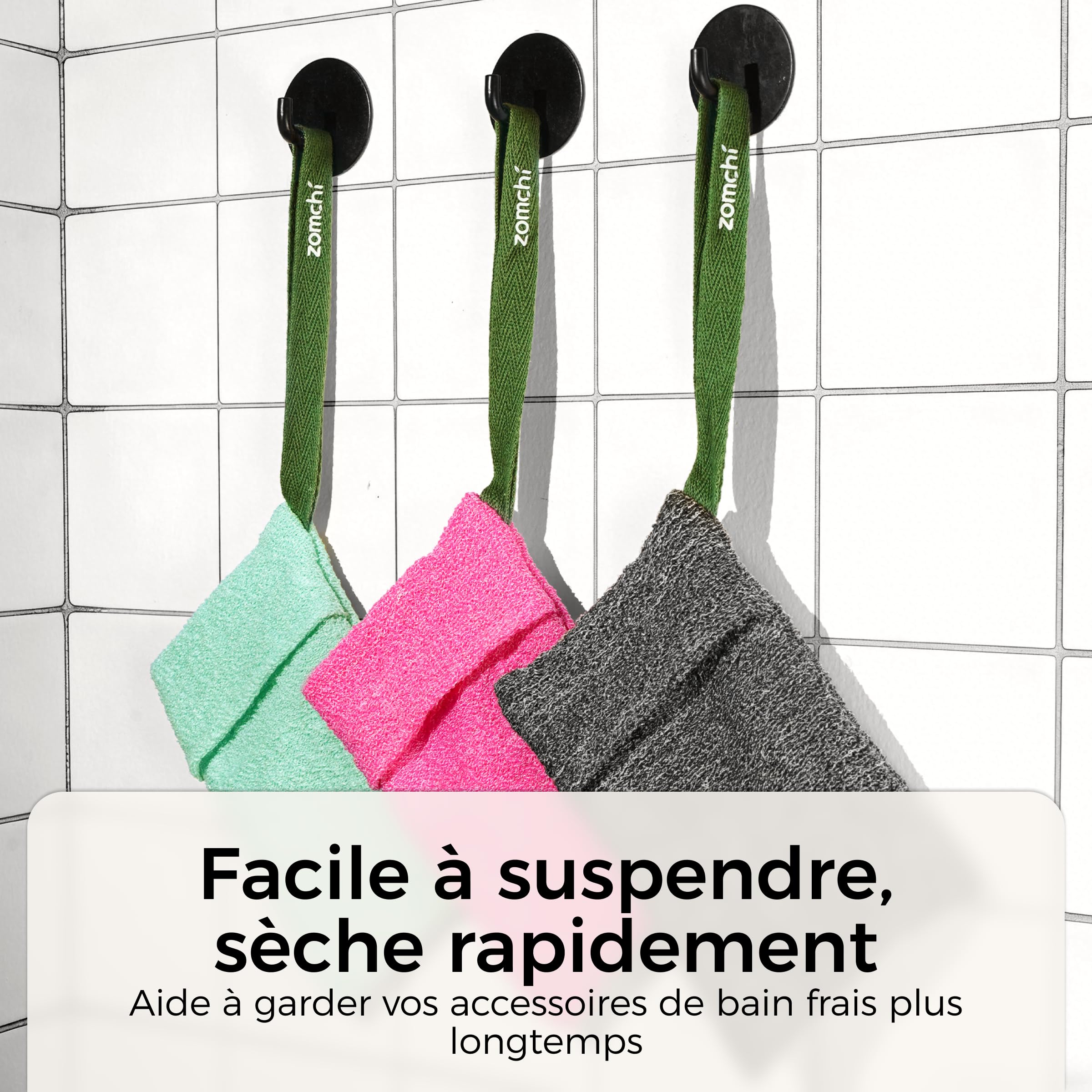 ZOMCHI Lot de 3 Sacs à Savon Exfoliants, éponge Exfoliante pour Le Corps, Porte-Savons pour Savons Solides, Pochettes pour Exfoliation en Profondeur