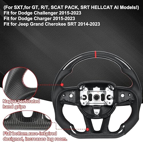 Miniatura 2 de Para volante Dodge Charger actualizado de cuero napa de fibra de carbono 3K con costuras a mano, accesorios de automóvil, repuesto interior para