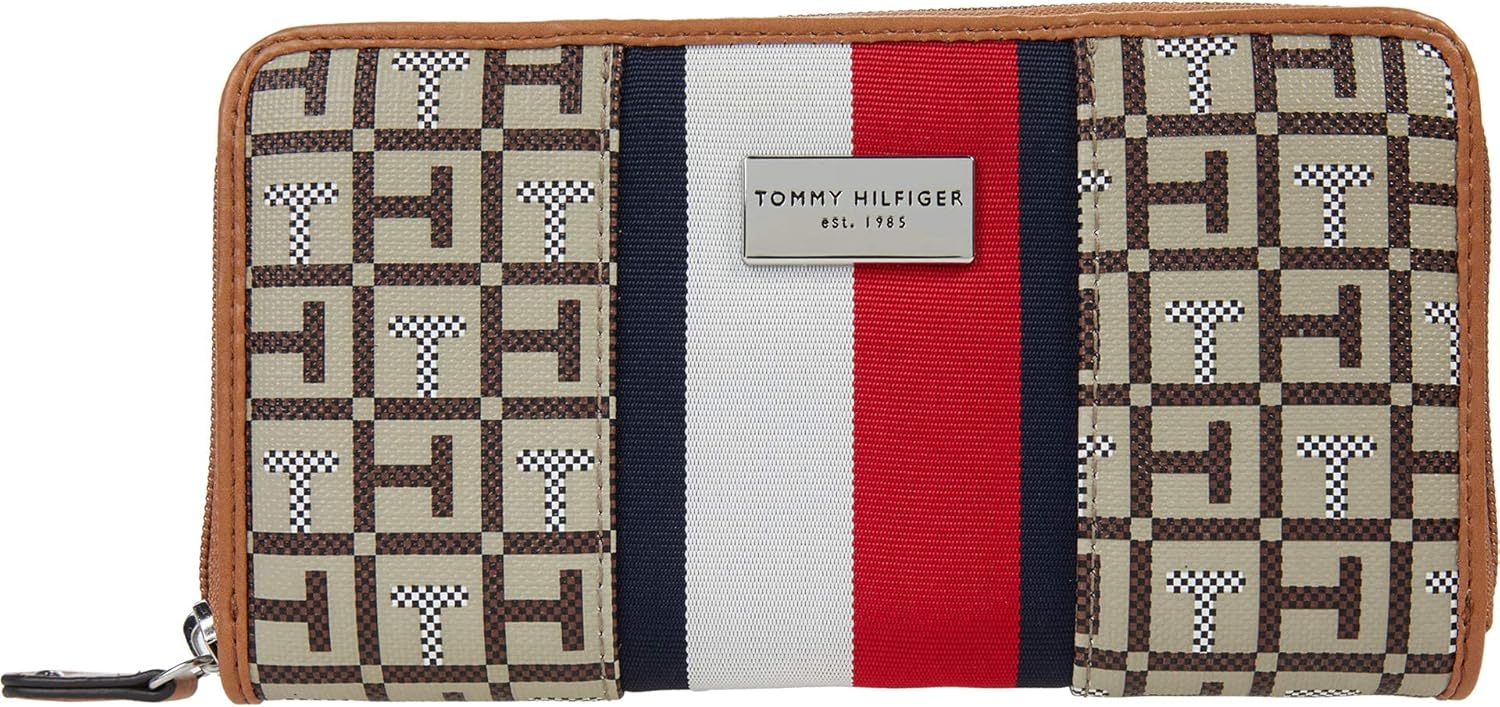 Tommy Hilfiger Prep Club Zip Around Wallet Khaki Multi One Size