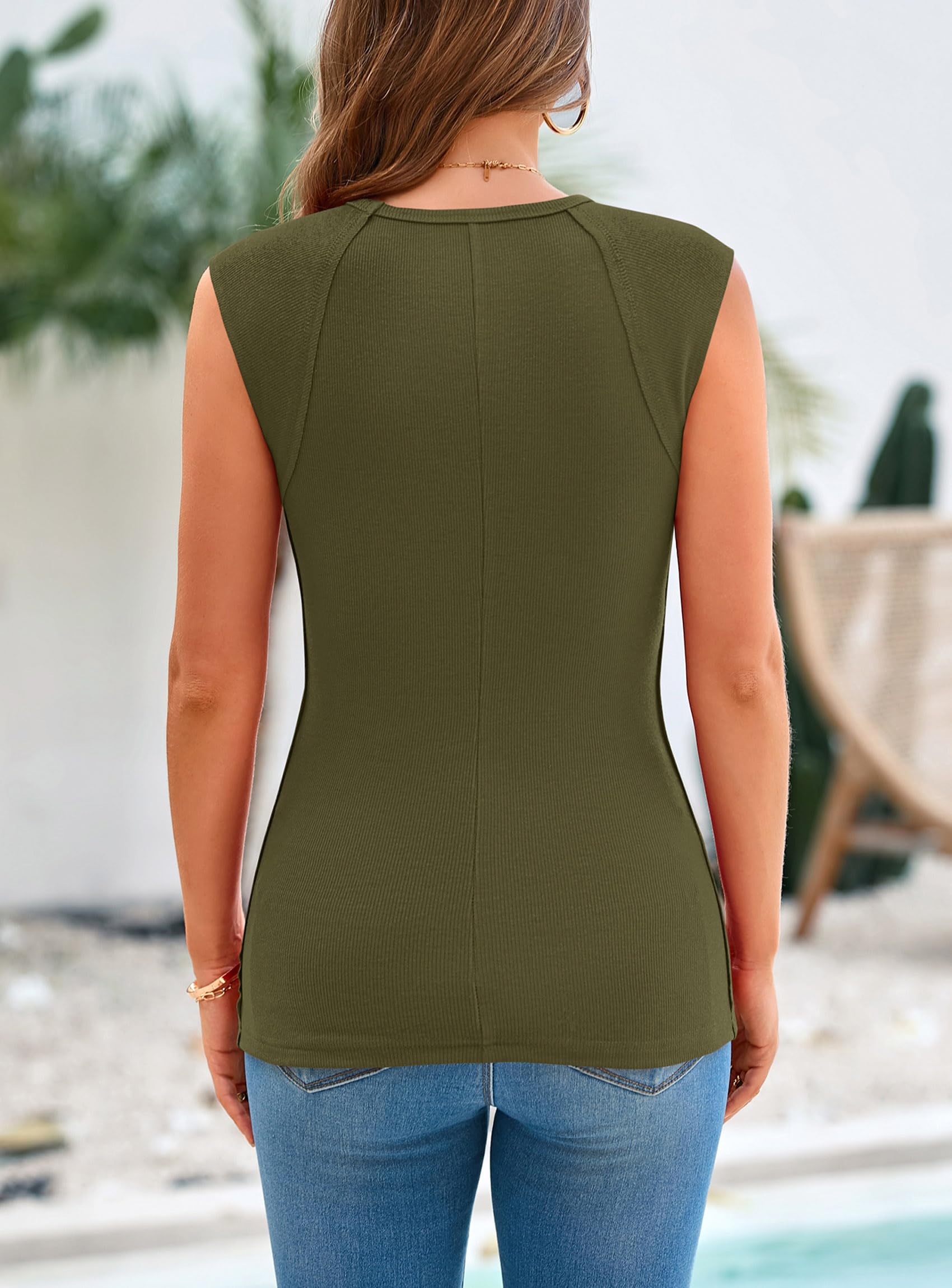 PRETTYGARDEN Women's Ribbed Tank Tops 2026 Summer Cap Sleeve Slim Fitted Knit Basic Casual Tee Shirts Trendy Fashion Clothes — view 74