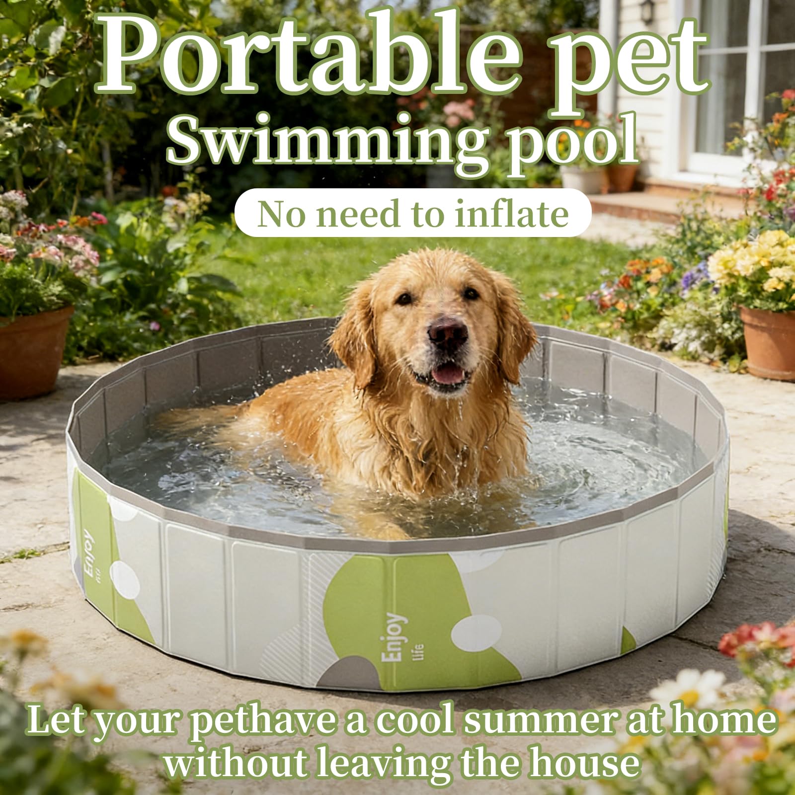 Piscine pour Chiens, pataugeoire Pliable pour Chiens, résistante à l'usure et antidérapante pour Animaux de Compagnie (Gris)