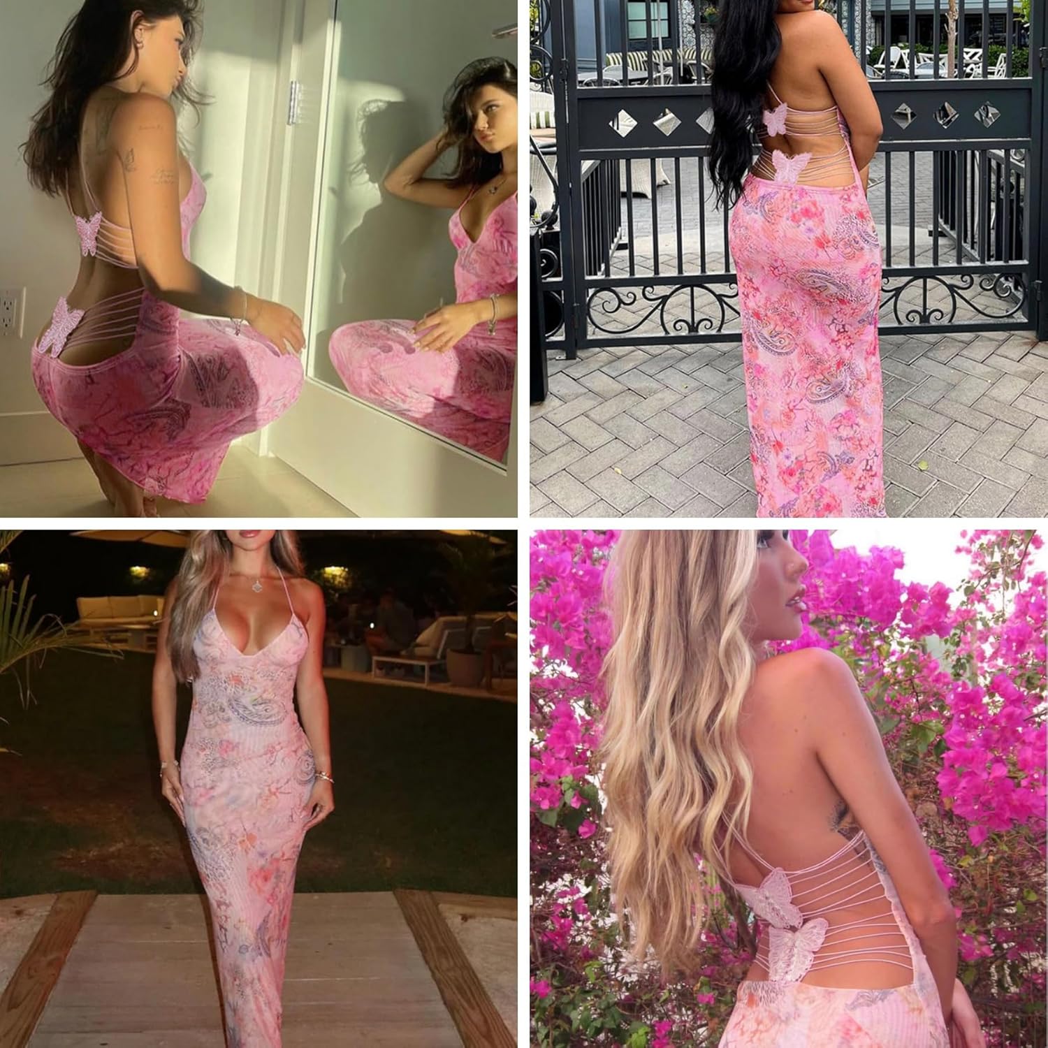 Women's Fairy Butterfly Maxi Dress Sexy Sleeveless Backless Long Dress Bandage String Bodycon Beach Club Party Dress - Image 5