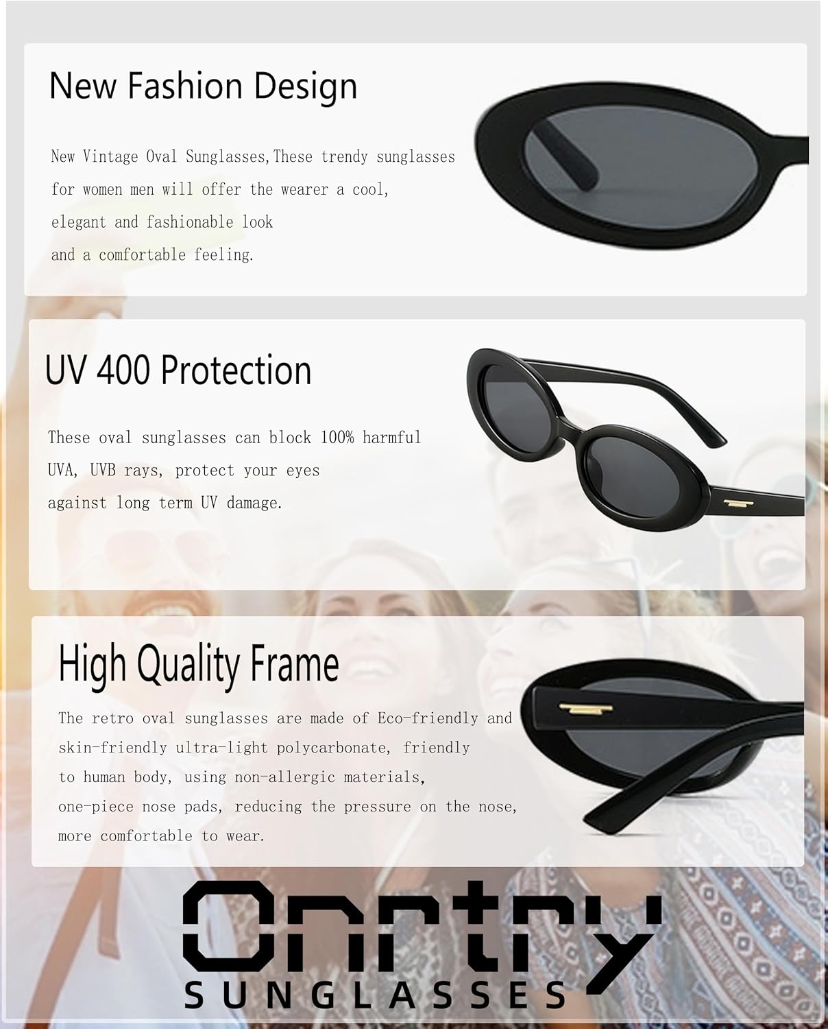Onrtry Retro Tiny Oval Sunglasses for Women Men Narrow Style 90s Small Sun Glasses - Image 5