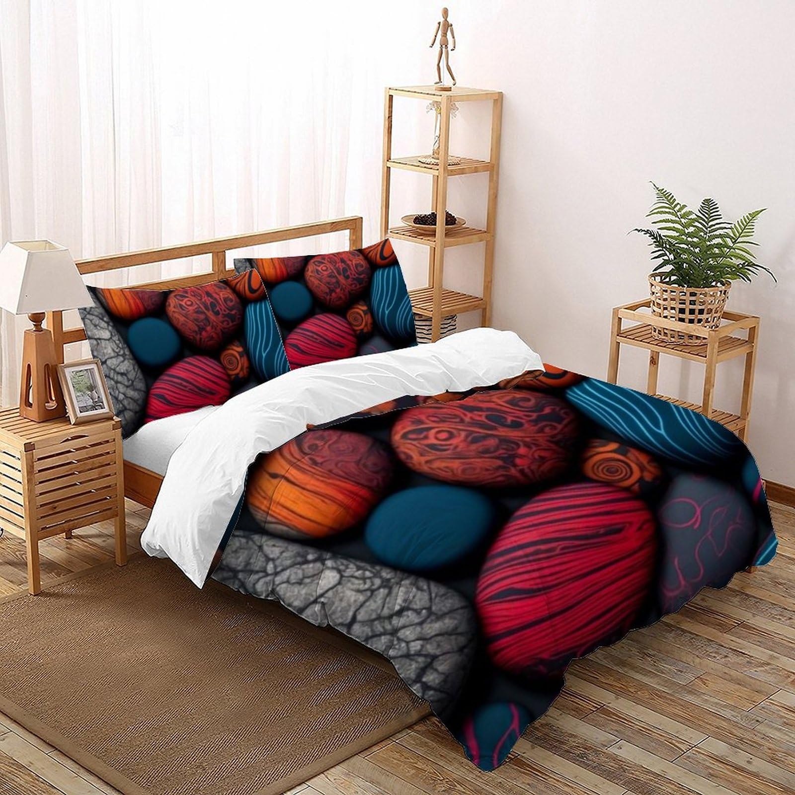 Literie microfibre pierres précieuses colorées housse de couette 200x200 2 taies