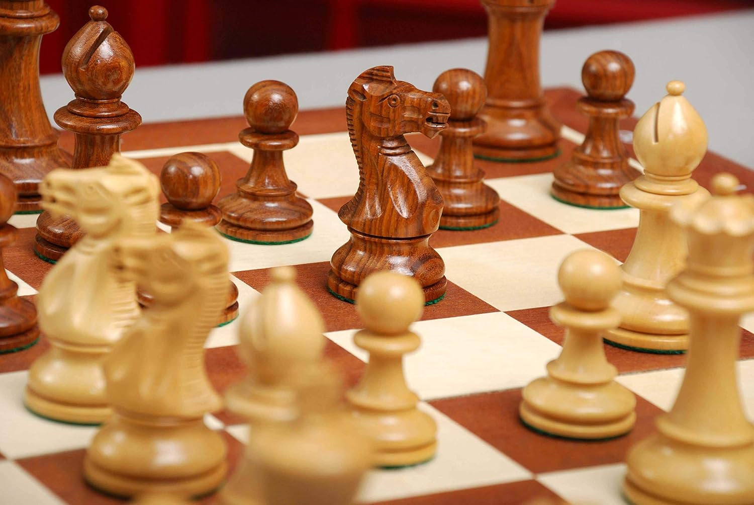 The Grandmaster Series Chess Set - Pieces Only - 4.0" King (Golden Rosewood & Boxwood)