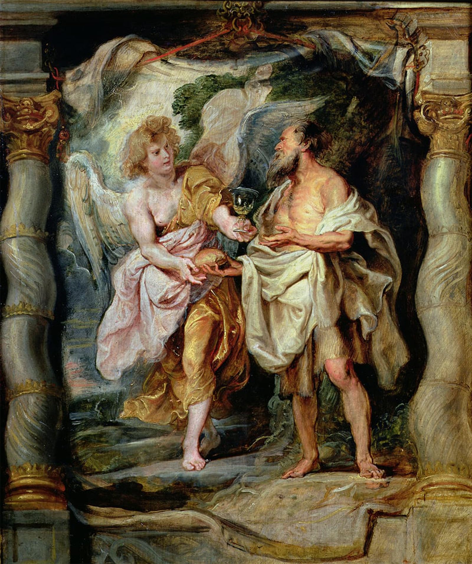 SERENDIPITP Aesthetic Poster Photo Wall Print Retro Picture the Prophet Elijah and the Angel in the Wilderness by Peter Paul Rubens Modern Wall Artwork for Home Decor 60x90cm