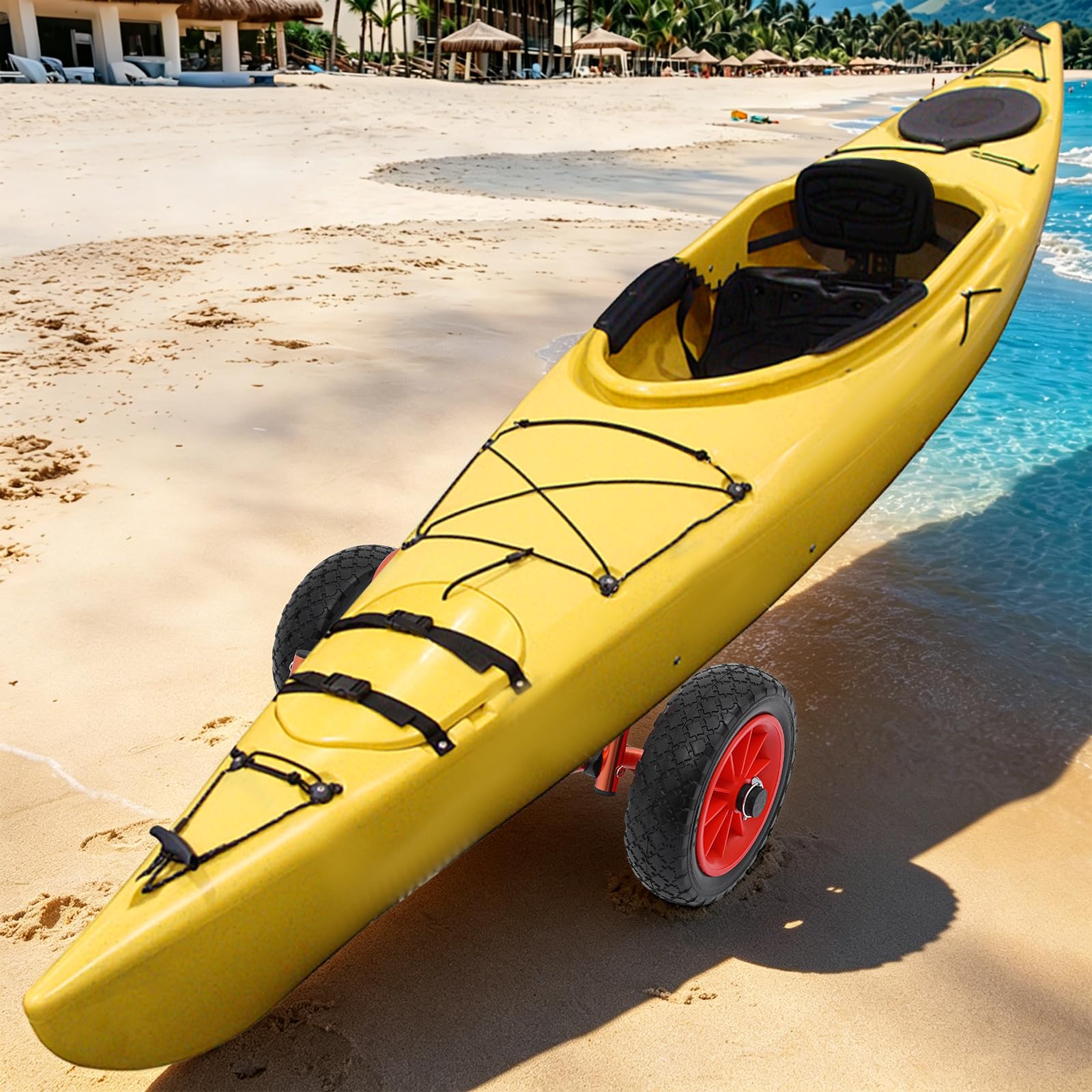 Carro Kayak Plegable, Aluminio, Espuma, 60x23cm, Naranja Negro, Pádel