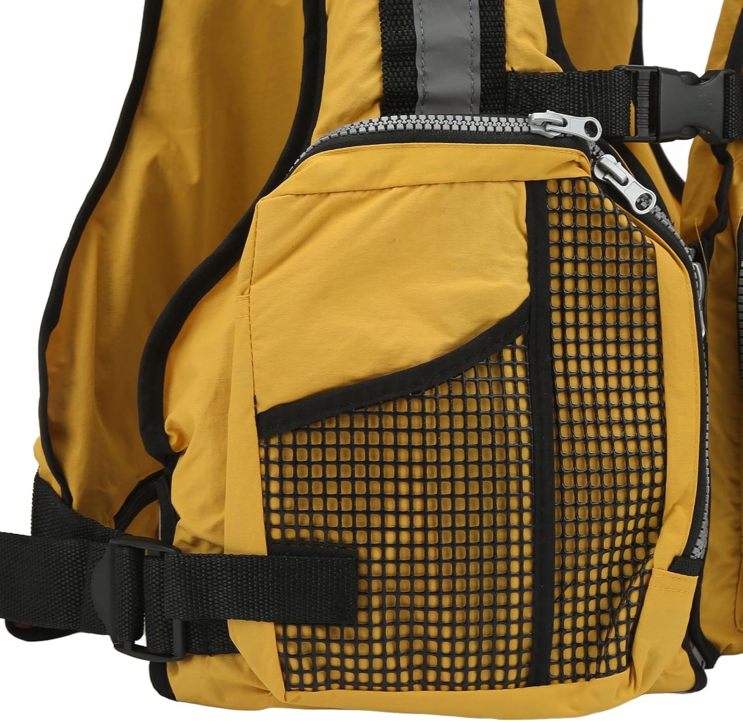 Fishing Vest Backpack, Adjustable, Breathable, Yellow Free Size - Durable Polyester Fabric, Multi Pocket Design, Lightweight for Outdoor Anglers