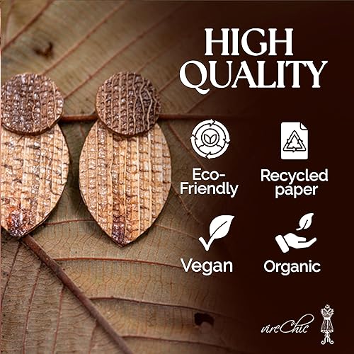 Miniatura 5 de VIRECHIC - Handmade Drop Leaf-Shaped Earrings - Eco-friendly Sustainable Handcrafted Jewelry - Exclusive and Unique Brazilian Design - Natural Colors