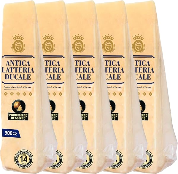 Parmigiano Reggiano Dop 14 mesi da Allevamento e Agricoltura Sostenibili - Premiata Produzione Artigianale dal 1949 - Formaggio Naturalmente Privo di Lattosio ANTICA LATTERIA DUCALE (500g - 5pz) - 1