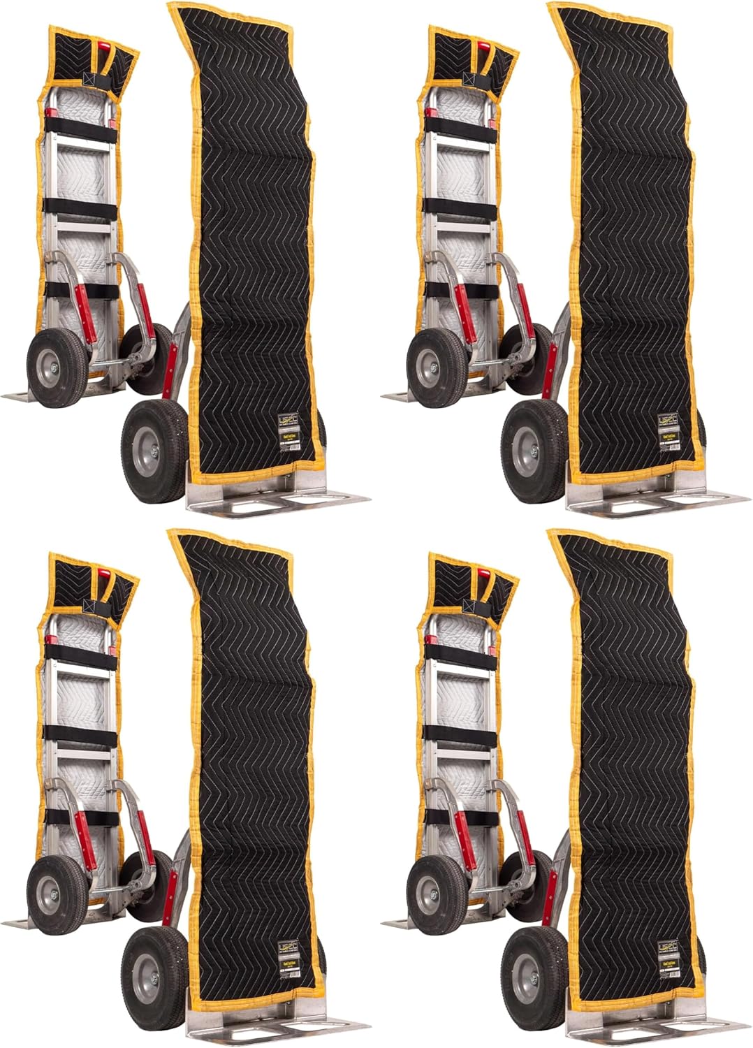 US Cargo Control Quilted Hand Truck Cover 50" x 16". Squared Top Hand Truck Pad with Hook and Loop Straps, Padded Cotton/Polyester Quilted Furniture Pads for Moving, Storage, Deliveries (Pack of 4)