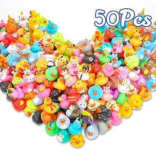 50 Pack Rubber Ducks in Bulk, Jeep Ducks for Ducking, Assorted Rubber Ducks Jeep Ducking, Baby Showers Accessories, Birthday Gifts, Floater Duck Bath Toys for Kids