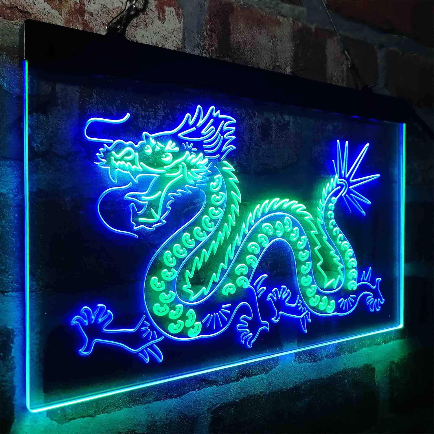 ADVPRO Dragon Dance Dual Color LED Neon Sign Green & Blue 12 x 8 Inches st6s32-i4047-gb