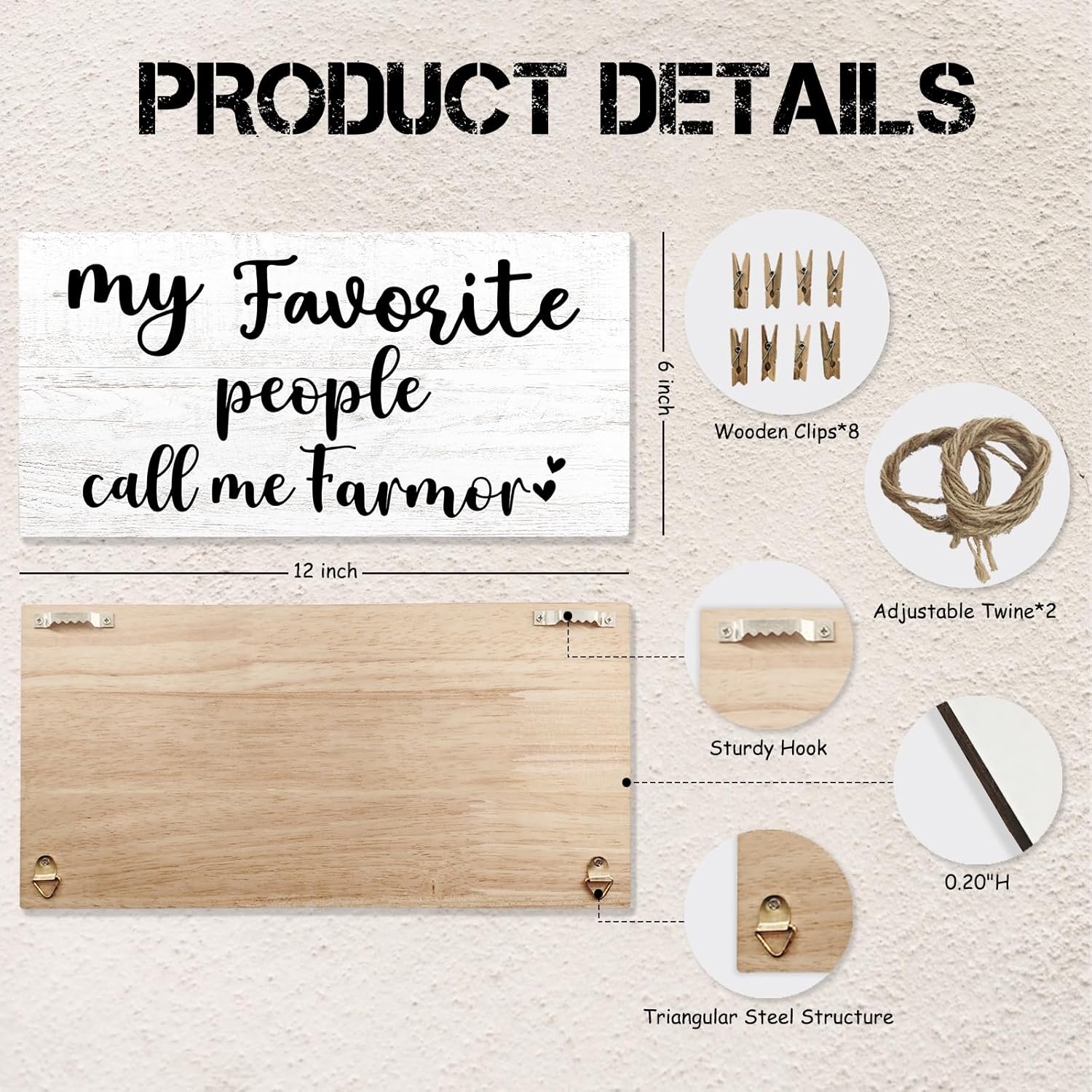 Best Farmor Gifts Picture Frame Photo Holder for Wall, Birthday Gift for Mormor Grandma, Thank You Nana Grandmother Gift from Grandchildren Grandkids Hanging Photo Display - Image 7