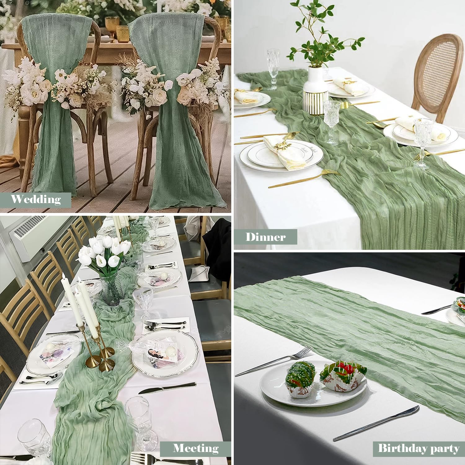 Lot de 10 chemins de table - Vert