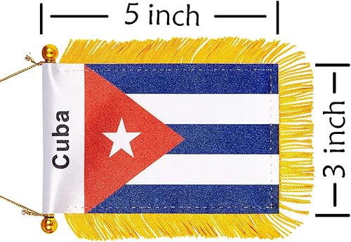 Miniatura 2 de WXTWK Bandera de Cuba de 3 x 5 pulgadas para colgar en la ventana de Cuba, pequeñas banderas para automóvil, decoración de espejo retrovisor con