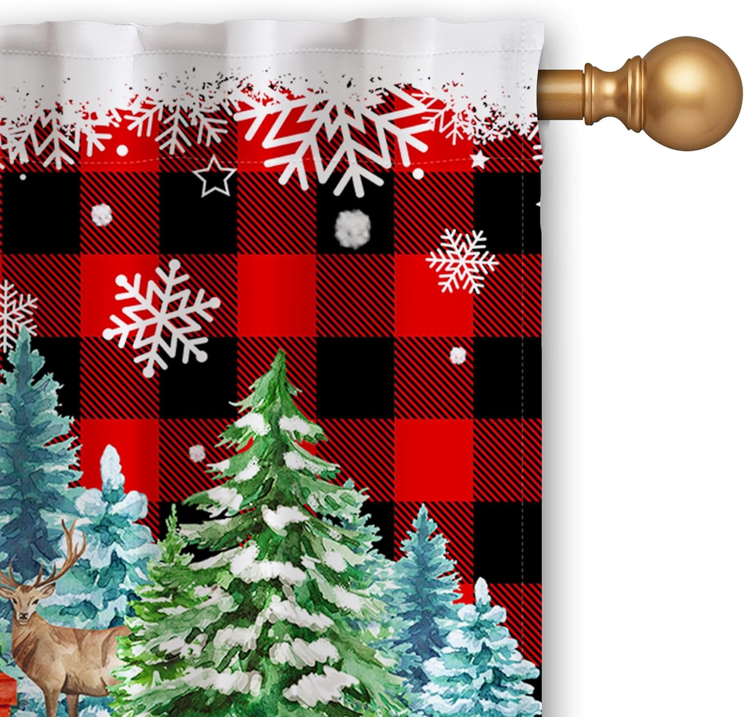 Amazon｜Merry Christmas キッチンカーテンと飾り布セット レッド 花柄 雪の結晶 装飾 キッチンウィンドウカーテン ティアとバランス  カーテンセット 寝室 リビングルーム 54x18 & 27x24x2 3パネル｜カフェカーテン オンライン通販 クリスマス 雪だるま キッチンカーテン  ... クリスマス キッチン カーテン ティアと飾り布セット 3点、レッド格子縞 トラック クリスマス キッチン 装飾 バーツルーム用、ラン