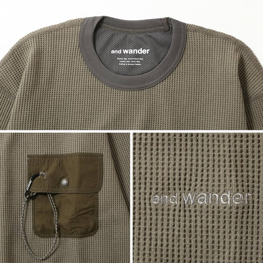 and wander アンドワンダー PEワッフルロングスリーブT Amazon.co.jp: and wander アンドワンダー PEワッフルロング