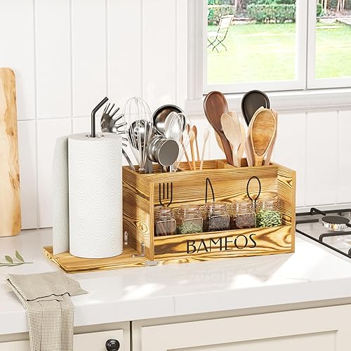 Miniatura 3 de BAMEOS Soporte para utensilios de cocina - Soporte para utensilios de cocina para espátula, cuchara, alambre, organizador de utensilios de metal,