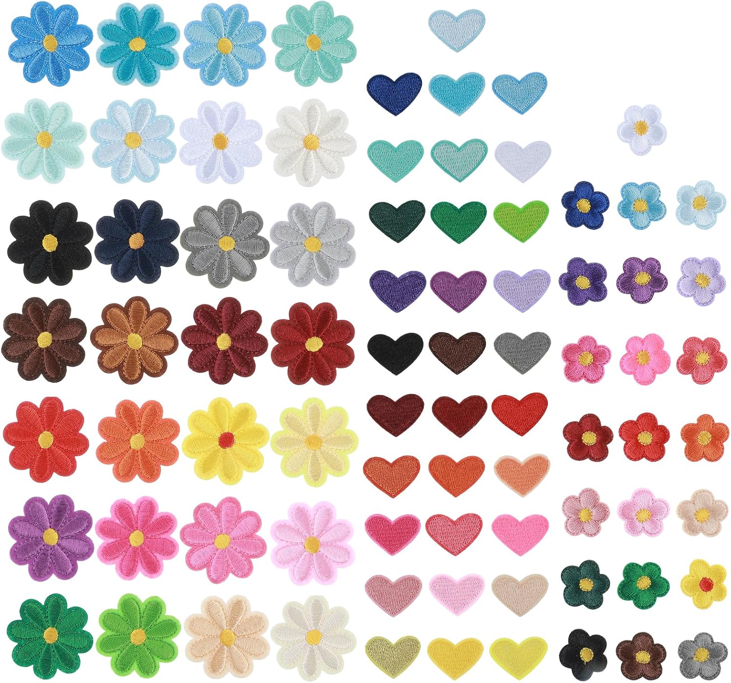 ZEYIYER 81 PCS Cute Iron on Patches, Flower Heart Repair Applique Patches, Mini