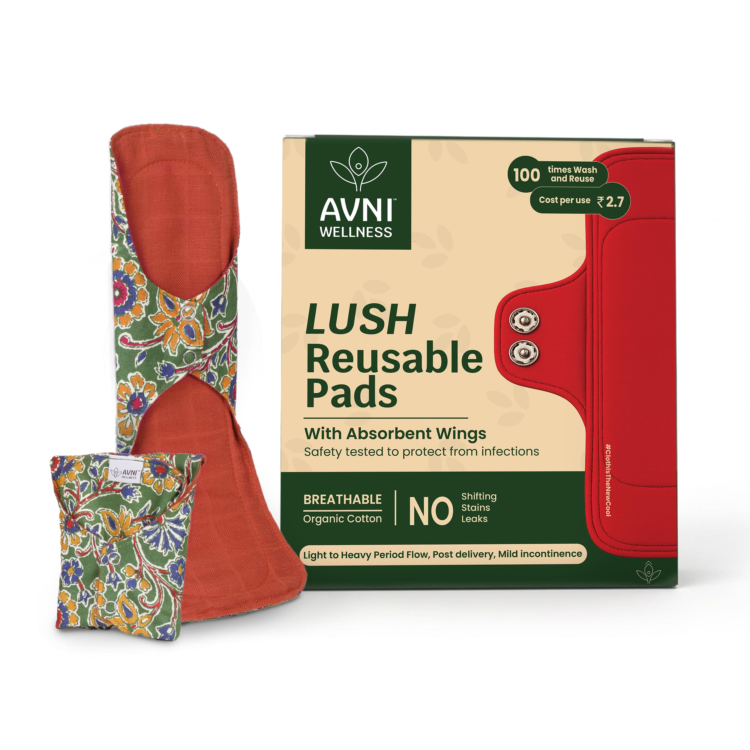 Lush Harmony size M (Pack of 2) Cloth Pads)| Antimicrobial Washable Cloth Sanitary Pad | With Cloth Storage Pouch-picture-17
