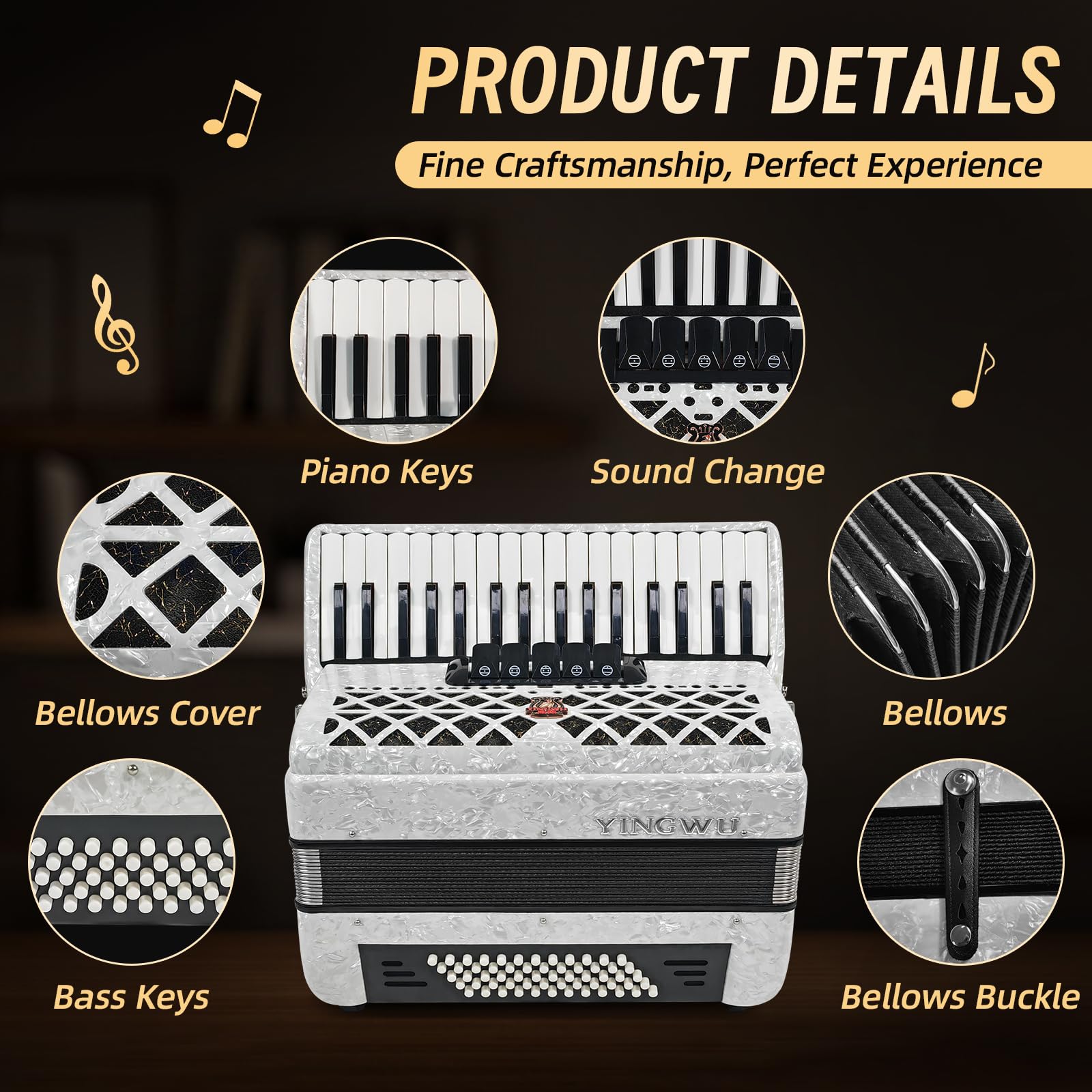 Amazon.com: Accordion 34 Keys 60 Bass Premium Professional