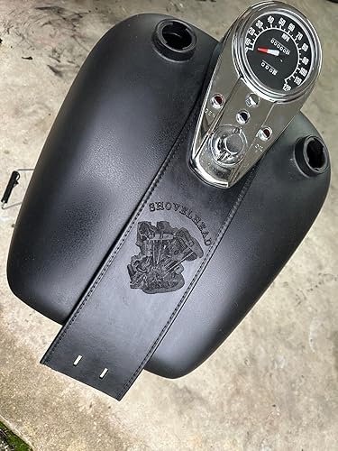 Miniatura 4 de Retro Shovelhead Gas Tank - Babero de cuero compatible con Harley Davidson 3 Light Dash Split Tank