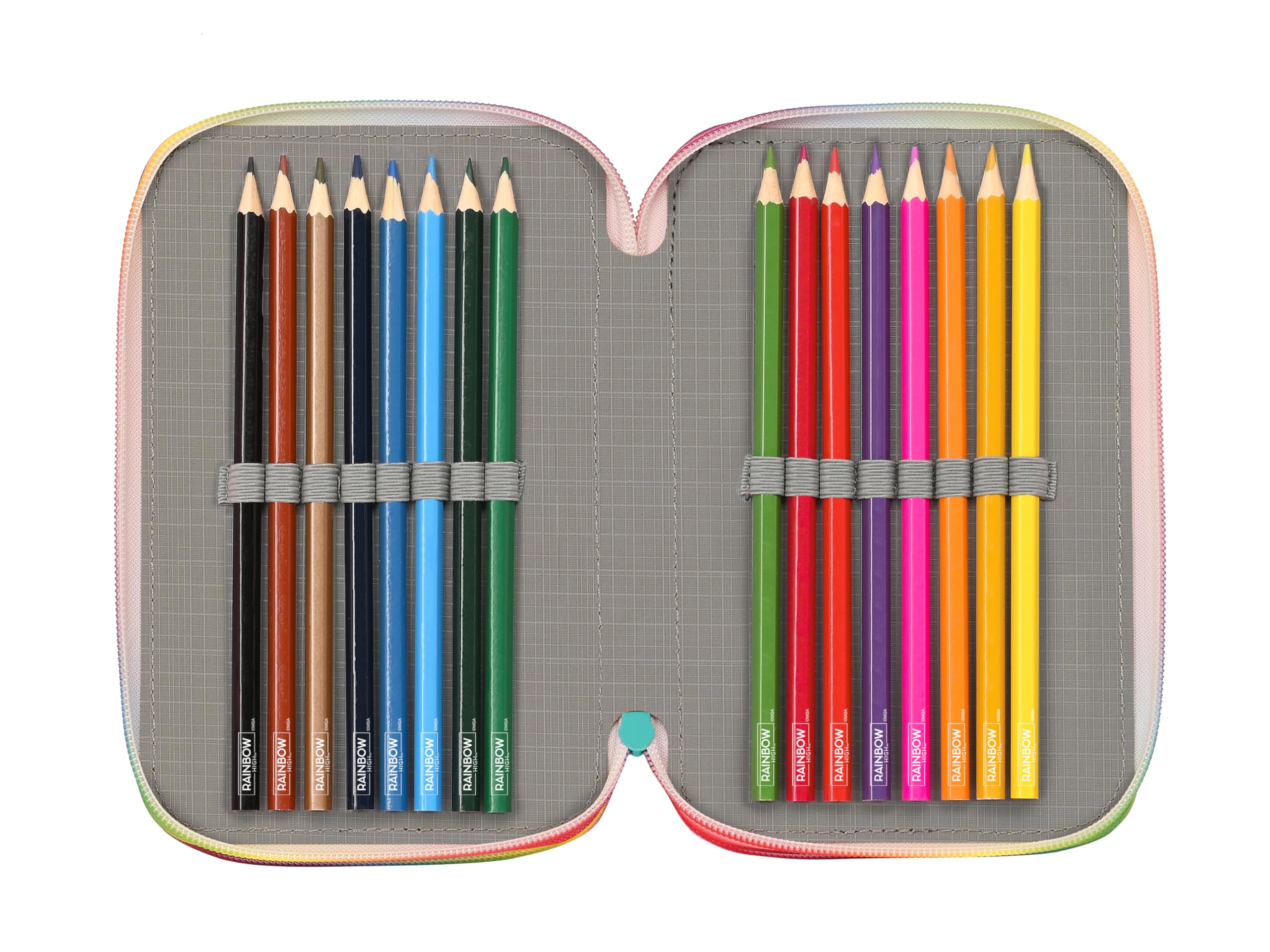Safta Rainbow High Paradise - Astuccio scuola con 36 utili inclusi, astuccio per bambini, ideale per bambini dai 5 ai 14 anni, versatile, resistenza, 12,5 x 5,5 x 19,5 cm, colore: turchese, turchese,