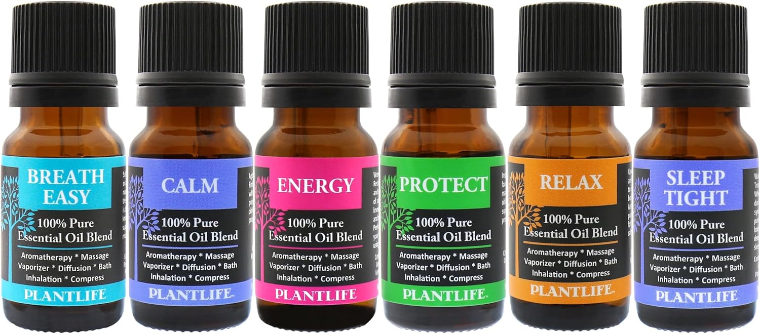 Plantlife Tree Set 6-Pack (Cedarwood, Cypress, Fir Needle, Pine, Rosewood, and Spruce) Aromatherapy Essential Oil Set - No Additives or Fillers - Made in California 10 ml
