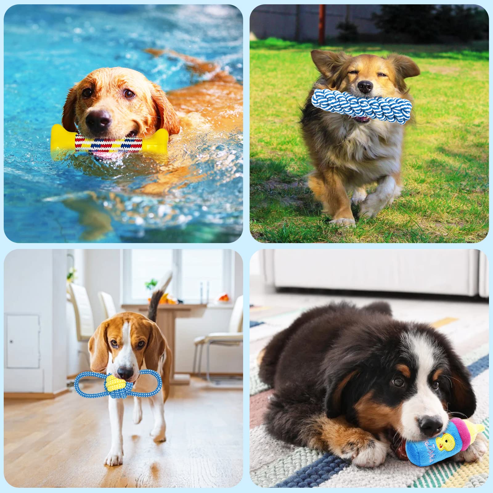 Juguetes para Perros, 19 Piezas, Cuerda de Perro de Juguete,Cuerda de Bola de algodón Natural para Masticar los Dientes de Cachorro,medianos y pequeños Juguetes interactivos