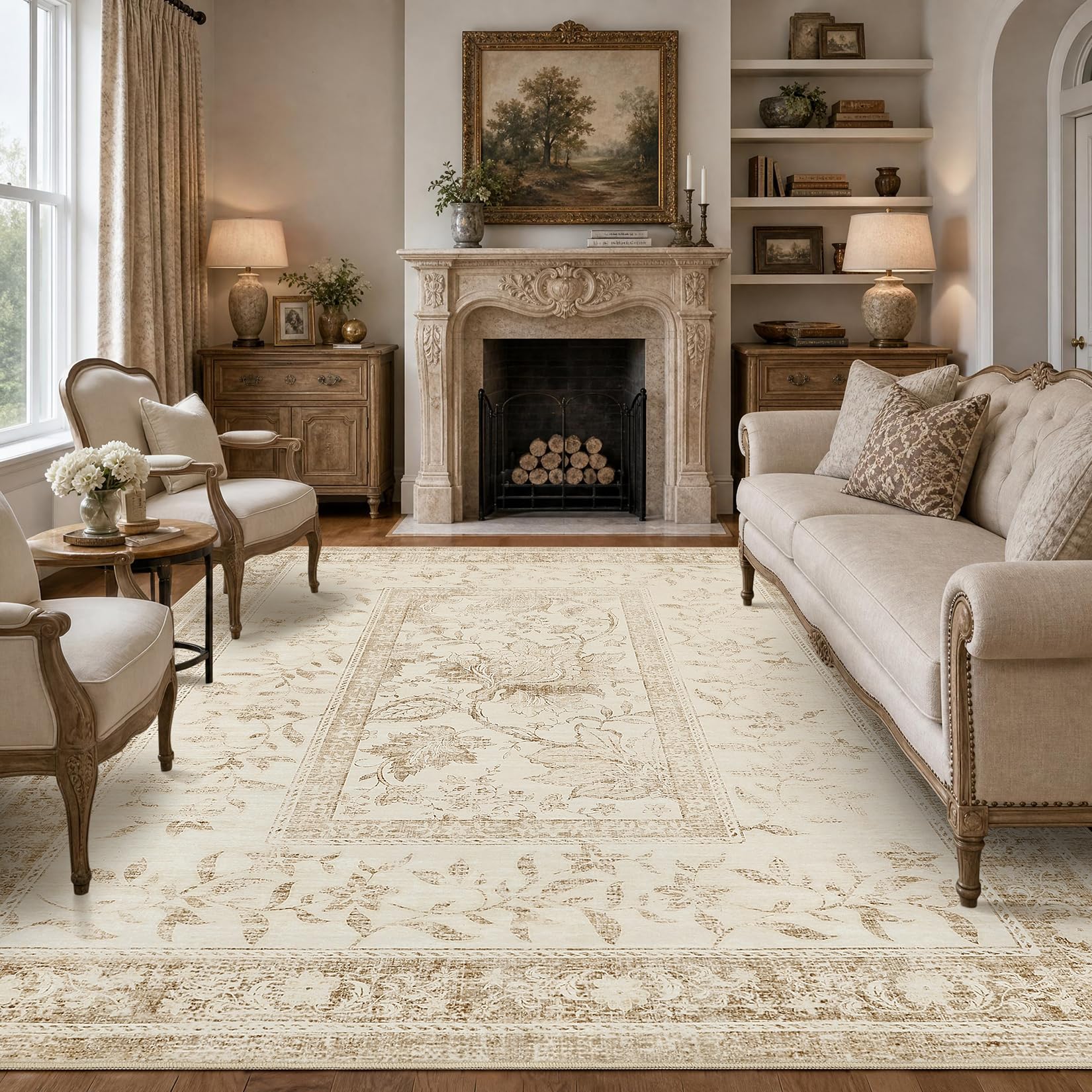 GarveeHome Vintage Beige Area Rug 8x10