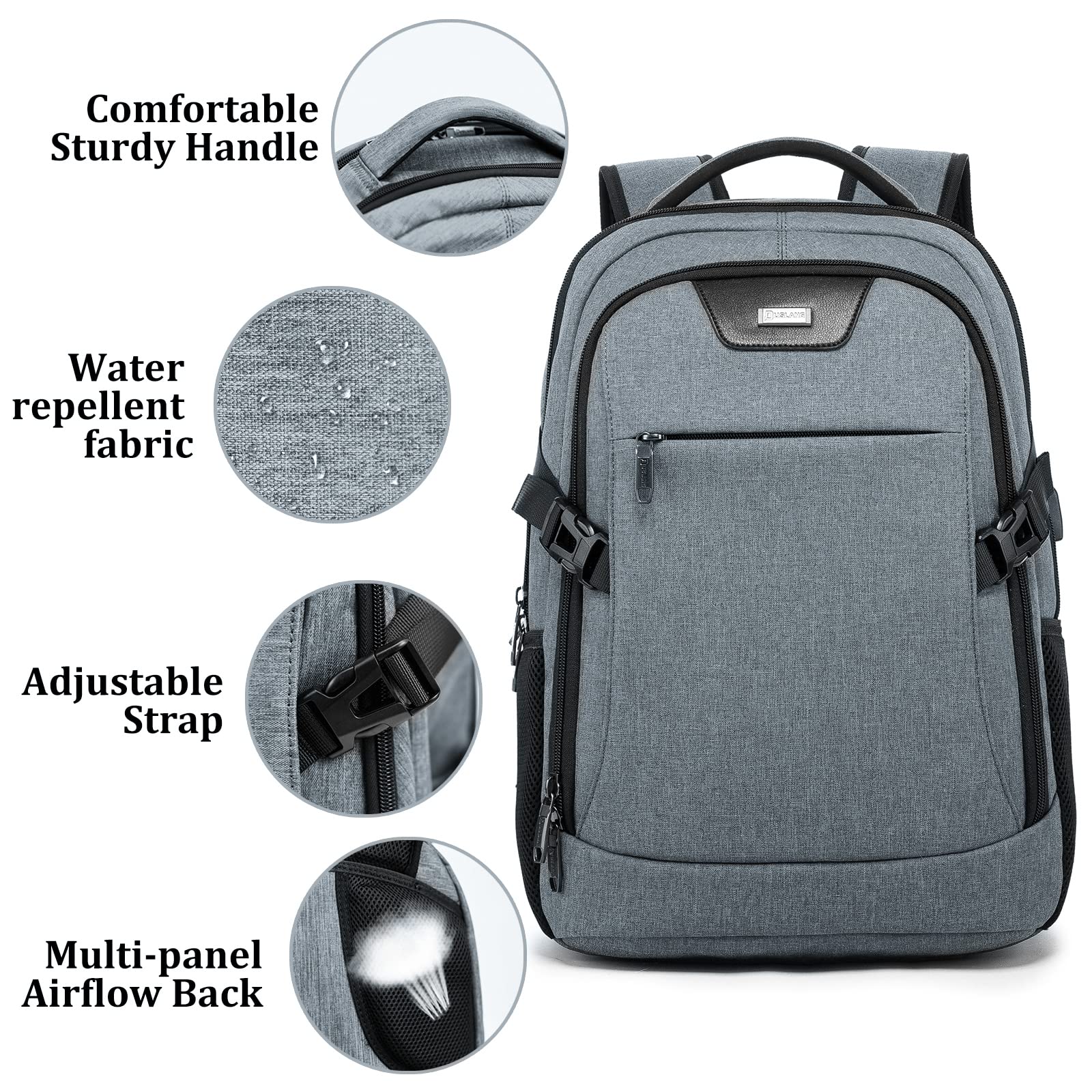 DUSLANG Zaino Uomo Zaini per PC Portatile, 15.6 Pollici Zaino Porta PC con Caricatore USB zaino da lavoro, Impermeabile Zaini per Laptop, Computer, Notebook, Viaggio Regalo Uomo & Donna