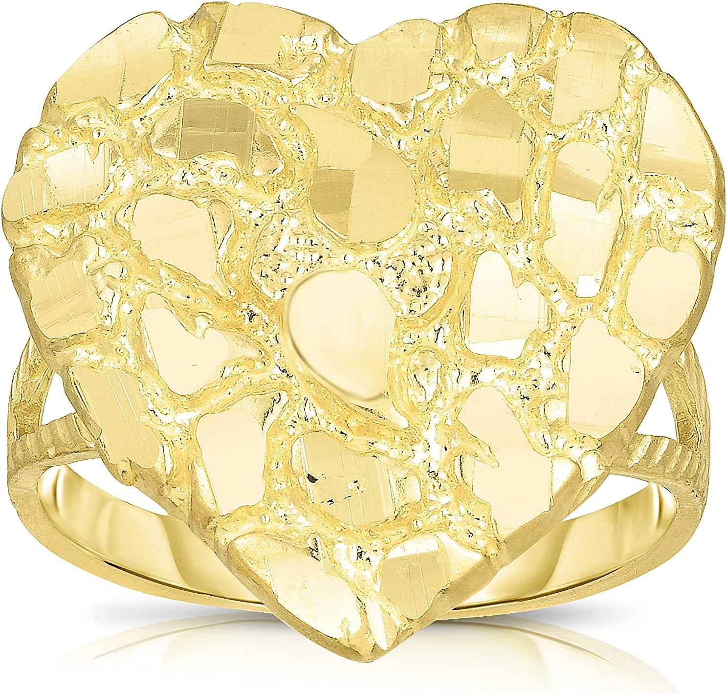 Floreo 10k Yellow Gold Small or Large Heart Nugget Ring