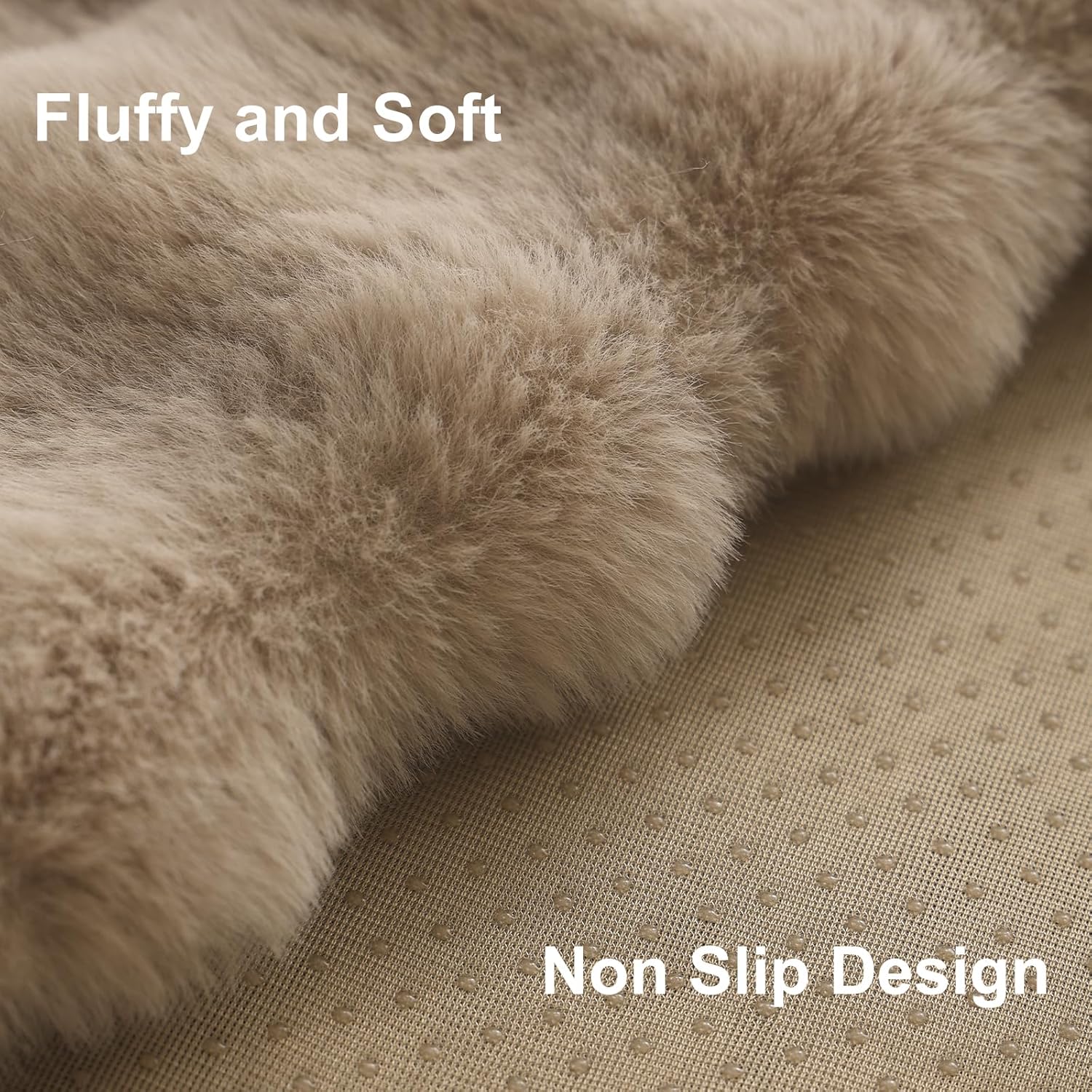 Soft Plush Faux Fur Couch Cover, Thick Warm Fuzzy Sectional Sofa Covers for 3 Cushion Couch Sofa L Sharped Sofa Non Slip Slipcover, Furniture Protector Covers for Pets(1 PCS 36"x70" Khaki)