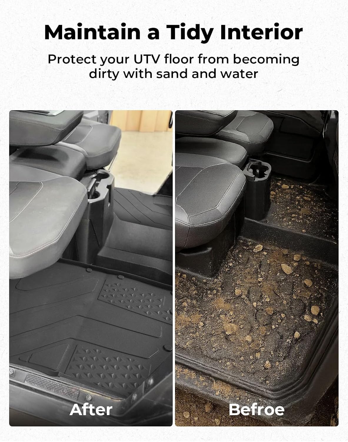 KEMIMOTO UTV Floor Mats Compatible with Polaris Ranger XD 1500, 2PCS TPE Front Floor Mat, Two-Seats Anti-Slip Rubber Floor Liners, Waterproof Heavy-Duty Durable 2024 2025 2026 Accessories - Image 4