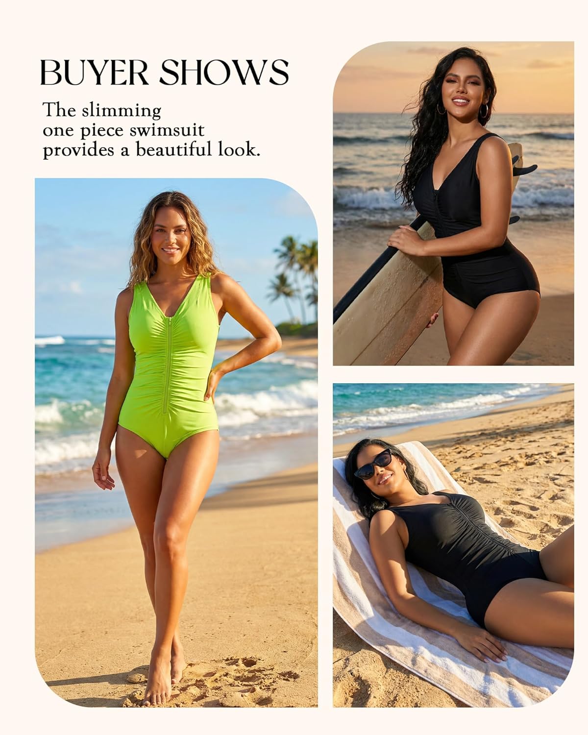 SHAPSHE Women's One Piece Tummy Control Swimsuits Full Coverage Bathing Suits Ruched Modest V Neck Swimwear - Image 5