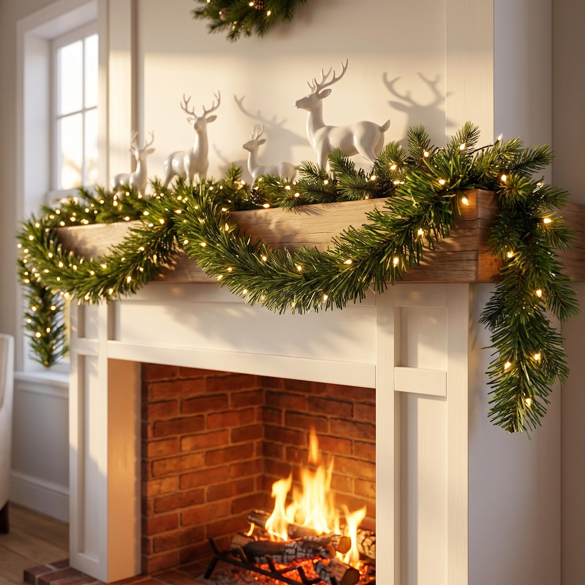 VICASKY Ghirlanda di pino artificiale da 96 pezzi per Natale, 30 cm di